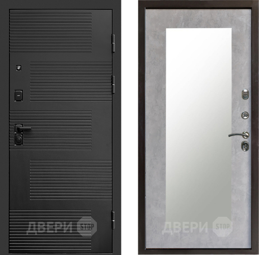 Входная металлическая Дверь Престиж Favorit Зеркло Пастораль Бетон светлый в Дубне