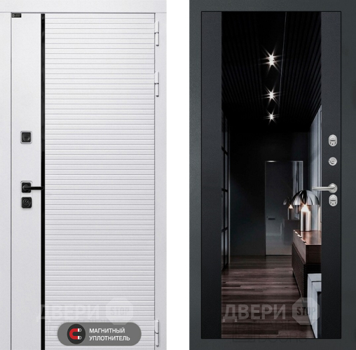 Входная металлическая Дверь Лабиринт (LABIRINT) Royal Зеркало Максимум с тонировкой Черный кварц в Дубне