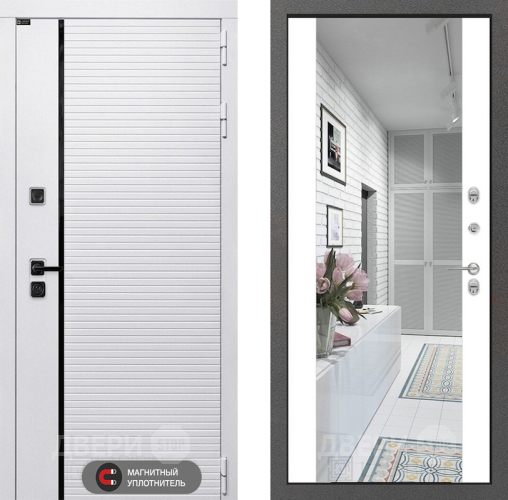 Дверь Лабиринт (LABIRINT) Royal Зеркало Максимум Белый софт в Дубне