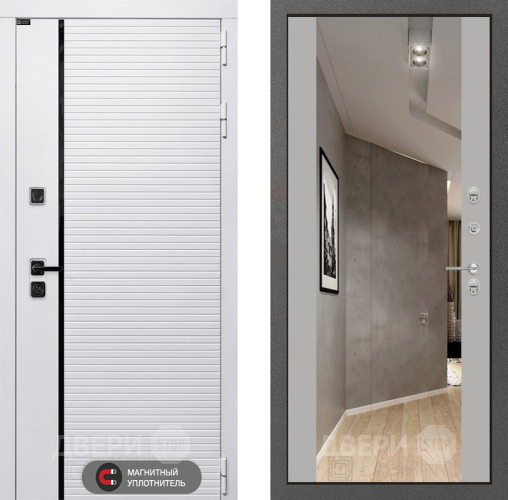 Входная металлическая Дверь Лабиринт (LABIRINT) Royal Зеркало Максимум Грей софт в Дубне