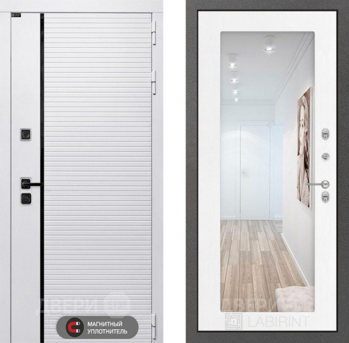 Входная металлическая Дверь Лабиринт (LABIRINT) Royal Зеркало 18 Белое дерево в Дубне