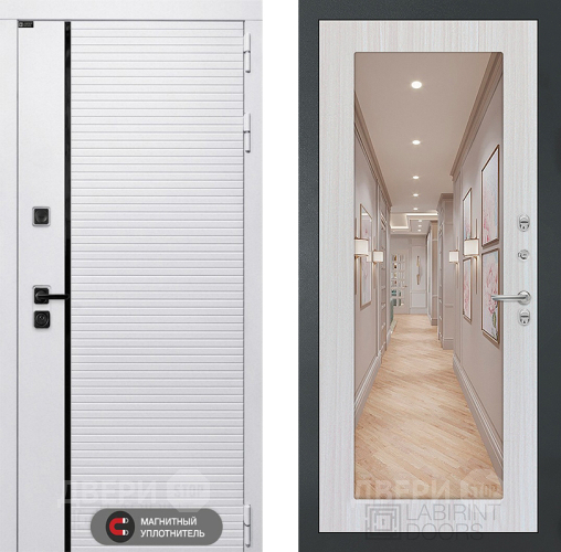 Дверь Лабиринт (LABIRINT) Royal Зеркало 18 Сандал белый в Дубне