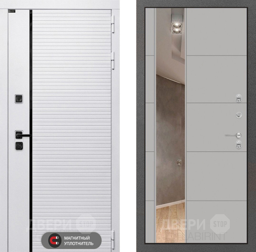 Входная металлическая Дверь Лабиринт (LABIRINT) Royal Зеркало 19 Грей софт в Дубне