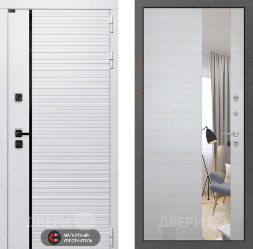 Входная металлическая Дверь Лабиринт (LABIRINT) Royal Зеркало Акация светлая в Дубне