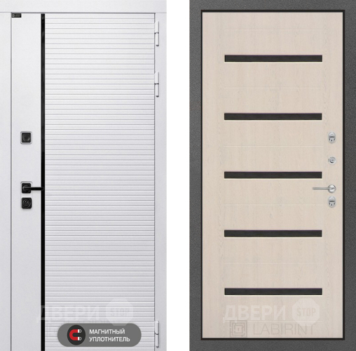 Входная металлическая Дверь Лабиринт (LABIRINT) Royal 01 Беленый дуб в Дубне