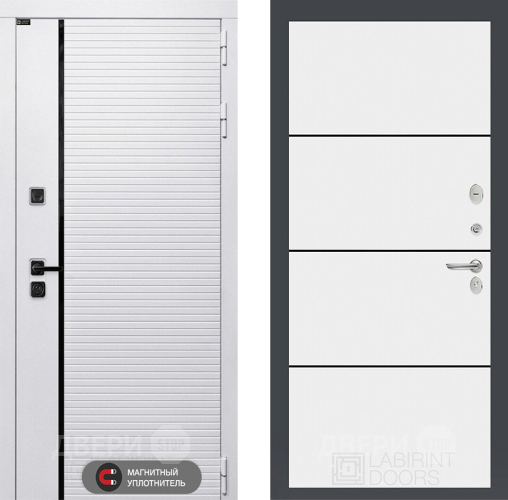 Входная металлическая Дверь Лабиринт (LABIRINT) Royal 25 Белый софт в Дубне