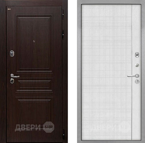 Входная металлическая Дверь Интекрон (INTECRON) Брайтон Тиковое Дерево В-07 с молдингом Лофт белый в Дубне