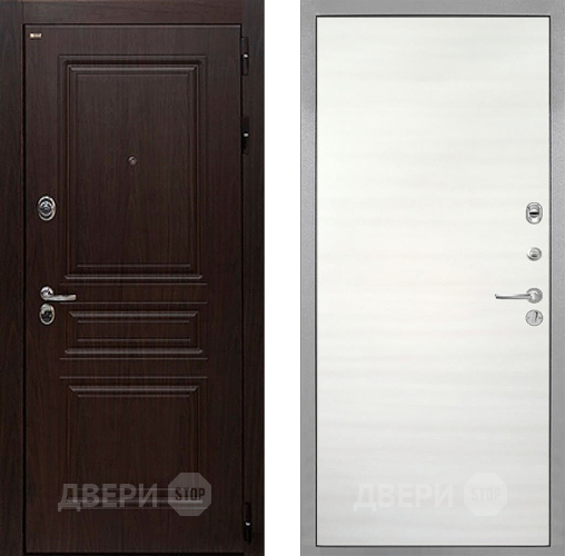 Входная металлическая Дверь Интекрон (INTECRON) Брайтон Тиковое Дерево Гладкая Дуб сильвер поперечный в Дубне