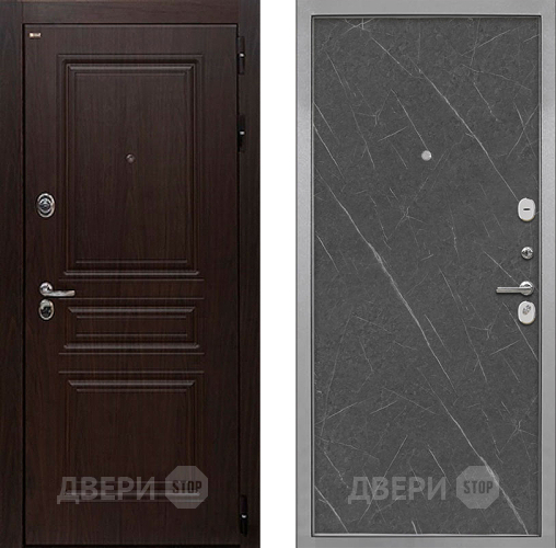 Входная металлическая Дверь Интекрон (INTECRON) Брайтон Тиковое Дерево Гладкая Гранит лава оникс в Дубне