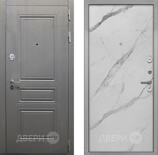 Входная металлическая Дверь Интекрон (INTECRON) Брайтон Графит Гладкая Мрамор натуральный арктик в Дубне