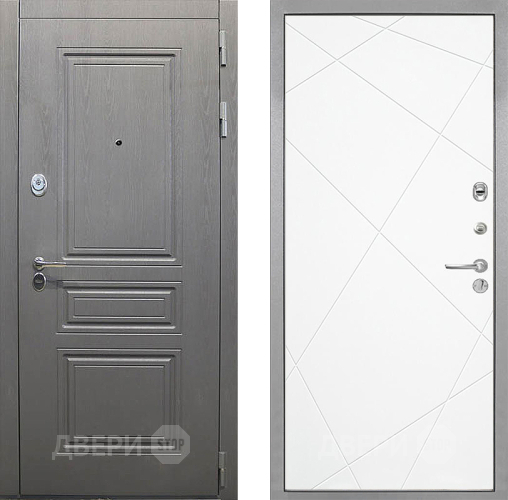 Входная металлическая Дверь Интекрон (INTECRON) Брайтон Графит Лучи-М Софт милк в Дубне