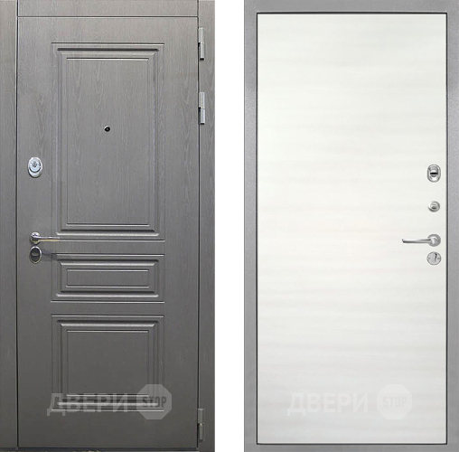 Входная металлическая Дверь Интекрон (INTECRON) Брайтон Графит Гладкая Дуб сильвер поперечный в Дубне