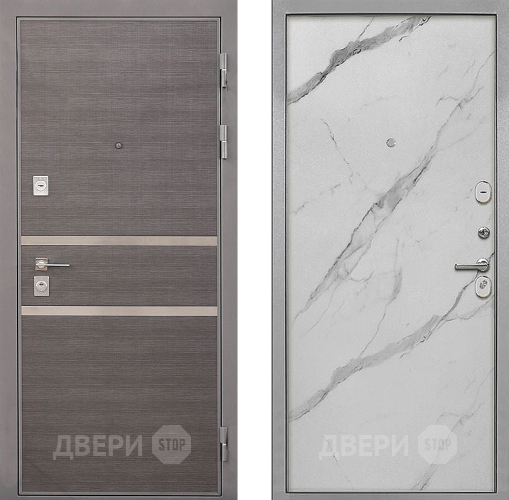 Входная металлическая Дверь Интекрон (INTECRON) Неаполь Гладкая Мрамор натуральный арктик в Дубне