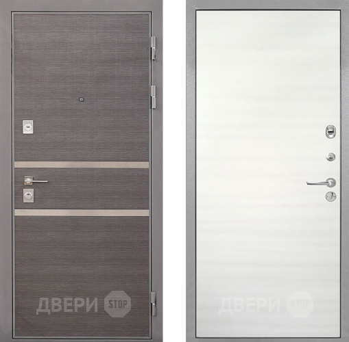 Входная металлическая Дверь Интекрон (INTECRON) Неаполь Гладкая Дуб сильвер поперечный в Дубне