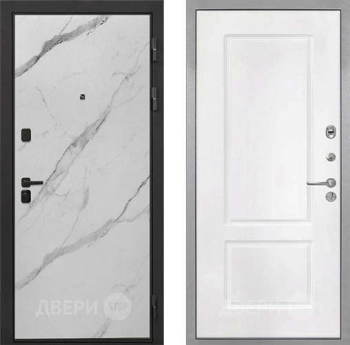 Входная металлическая Дверь Интекрон (INTECRON) Профит Black Мрамор Арктик КВ-2 Белый матовый в Дубне