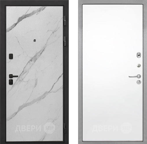 Входная металлическая Дверь Интекрон (INTECRON) Профит Black Мрамор Арктик Гладкая Силк Сноу в Дубне