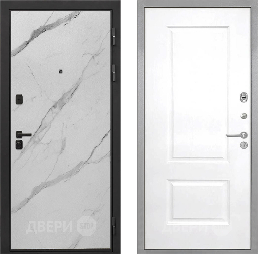 Входная металлическая Дверь Интекрон (INTECRON) Профит Black Мрамор Арктик Альба Роял Вуд белый в Дубне