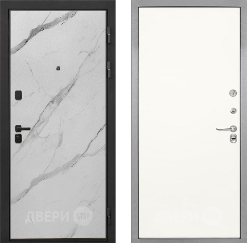 Входная металлическая Дверь Интекрон (INTECRON) Профит Black Мрамор Арктик Гладкая Слоновая кость в Дубне