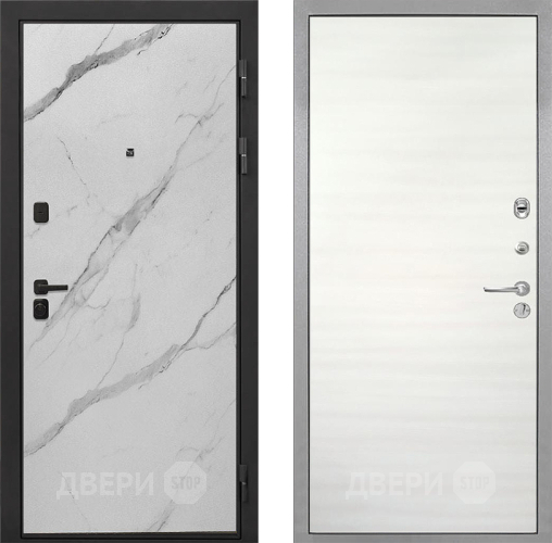 Входная металлическая Дверь Интекрон (INTECRON) Профит Black Мрамор Арктик Гладкая Дуб сильвер поперечный в Дубне