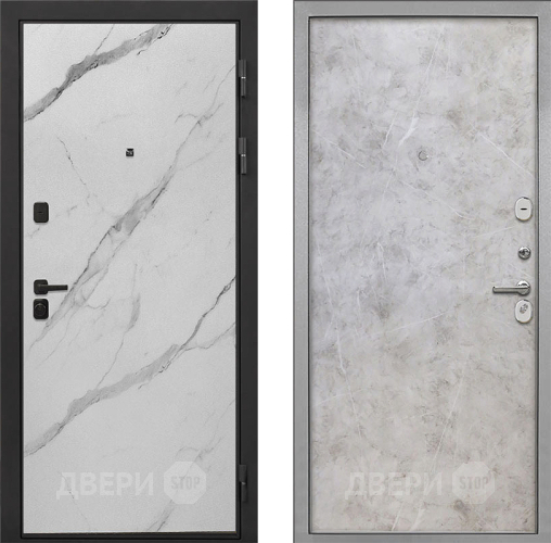 Входная металлическая Дверь Интекрон (INTECRON) Профит Black Мрамор Арктик Гладкая Мрамор светлый в Дубне
