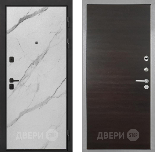 Дверь Интекрон (INTECRON) Профит Black Мрамор Арктик Гладкая Эковенге поперечный в Дубне