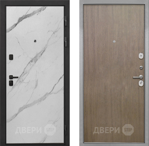 Входная металлическая Дверь Интекрон (INTECRON) Профит Black Мрамор Арктик Гладкая шпон Венге коричневый в Дубне