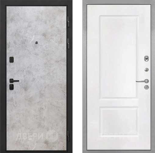 Входная металлическая Дверь Интекрон (INTECRON) Профит Black Мрамор Светлый КВ-2 Белый матовый в Дубне