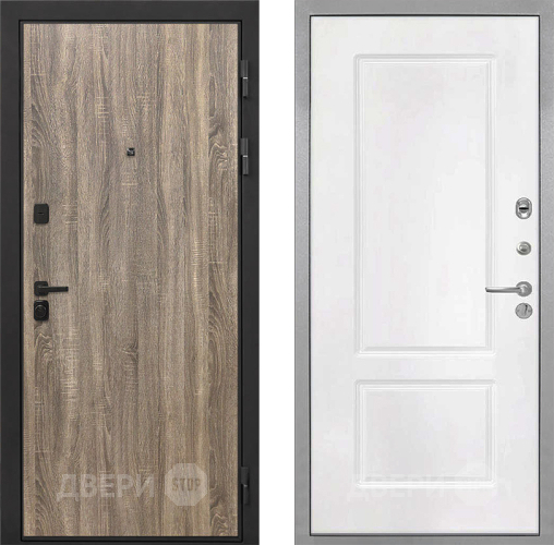 Входная металлическая Дверь Интекрон (INTECRON) Профит Black Дуб Турин КВ-2 Белый матовый в Дубне