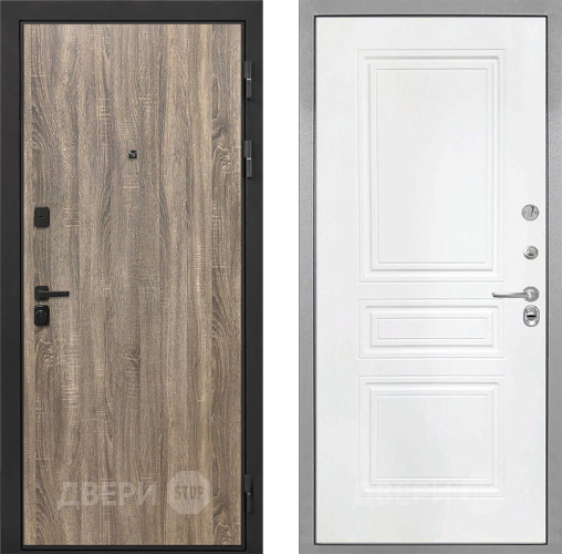 Входная металлическая Дверь Интекрон (INTECRON) Профит Black Дуб Турин ФЛ-243 Белый матовый в Дубне