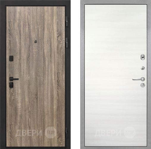 Входная металлическая Дверь Интекрон (INTECRON) Профит Black Дуб Турин Гладкая Дуб сильвер поперечный в Дубне