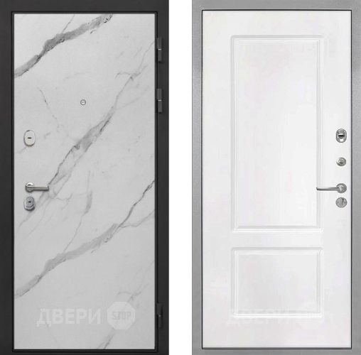 Входная металлическая Дверь Интекрон (INTECRON) Гектор Мрамор Арктик КВ-2 Белый матовый в Дубне