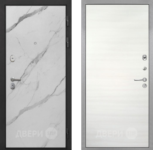 Входная металлическая Дверь Интекрон (INTECRON) Гектор Мрамор Арктик Гладкая Дуб сильвер поперечный в Дубне