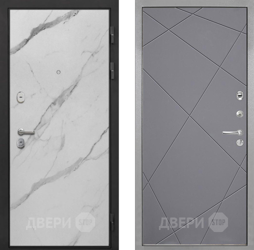 Входная металлическая Дверь Интекрон (INTECRON) Гектор Мрамор Арктик Лучи-М Графит софт в Дубне
