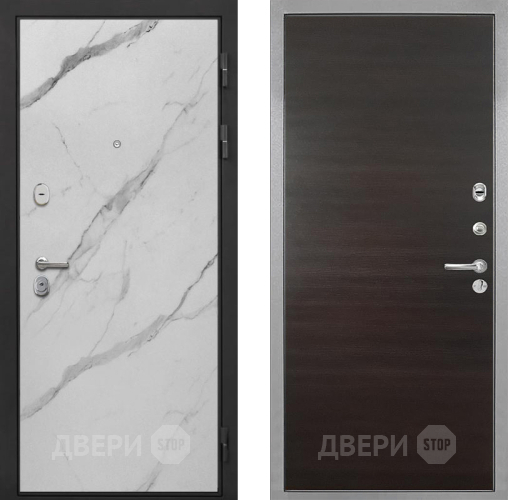 Входная металлическая Дверь Интекрон (INTECRON) Гектор Мрамор Арктик Гладкая Эковенге поперечный в Дубне