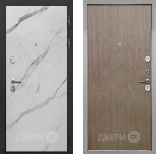 Входная металлическая Дверь Интекрон (INTECRON) Гектор Мрамор Арктик Гладкая шпон Венге коричневый в Дубне