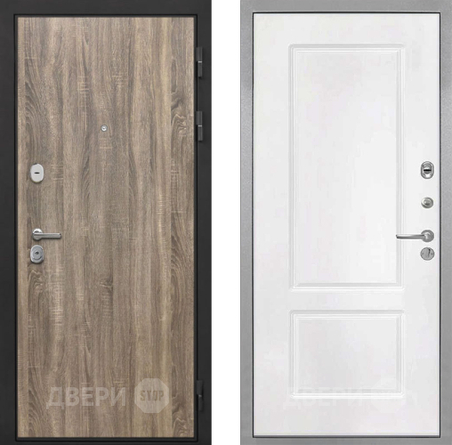 Входная металлическая Дверь Интекрон (INTECRON) Гектор Дуб Турин КВ-2 Белый матовый в Дубне