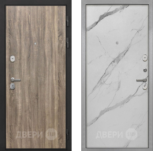 Входная металлическая Дверь Интекрон (INTECRON) Гектор Дуб Турин Гладкая Мрамор натуральный арктик в Дубне
