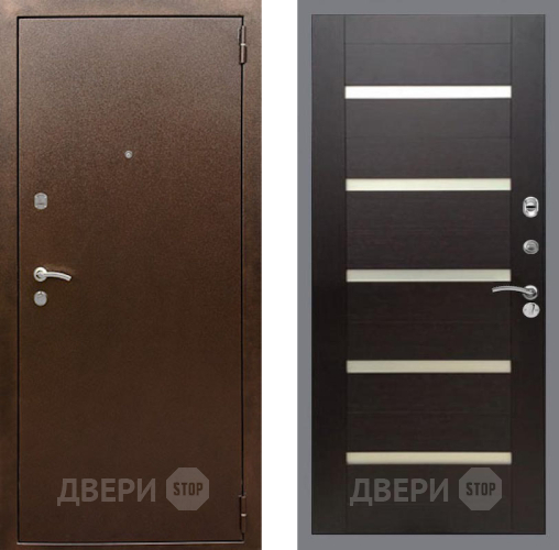 Дверь Рекс (REX) 1А Медный Антик СБ-14 стекло белое венге поперечный в Дубне