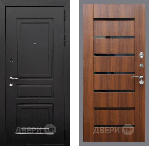 Входная металлическая Дверь Рекс (REX) 6 Венге СБ-14 стекло черное Орех бренди в Дубне