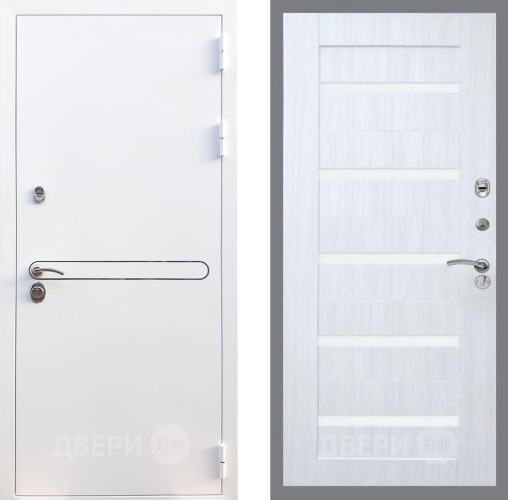 Входная металлическая Дверь Рекс (REX) 27 СБ-14 стекло белое Сандал белый в Дубне