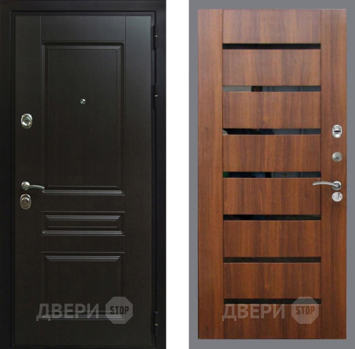 Входная металлическая Дверь Рекс (REX) Премиум-Н СБ-14 стекло черное Орех бренди в Дубне