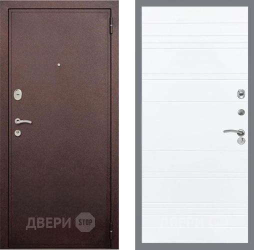 Входная металлическая Дверь Рекс (REX) 2 Медный Антик Line Силк Сноу в Дубне