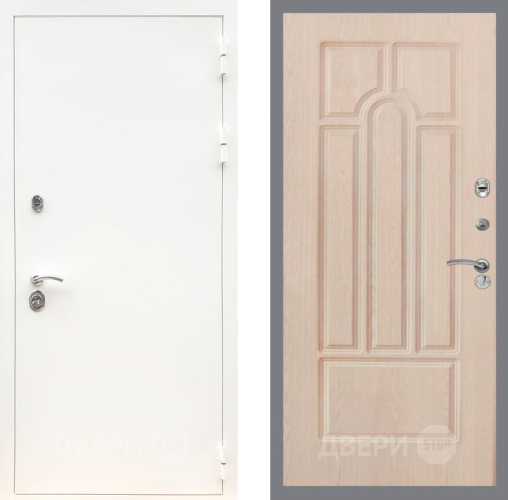 Входная металлическая Дверь Рекс (REX) 5 Белая Шагрень FL-58 Беленый дуб в Дубне