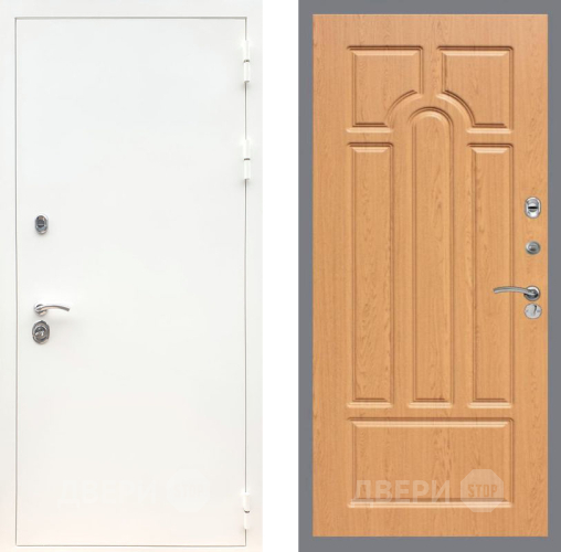 Входная металлическая Дверь Рекс (REX) 5 Белая Шагрень FL-58 Дуб в Дубне