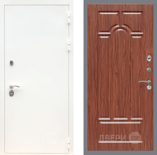 Входная металлическая Дверь Рекс (REX) 5 Белая Шагрень FL-58 орех тисненый в Дубне