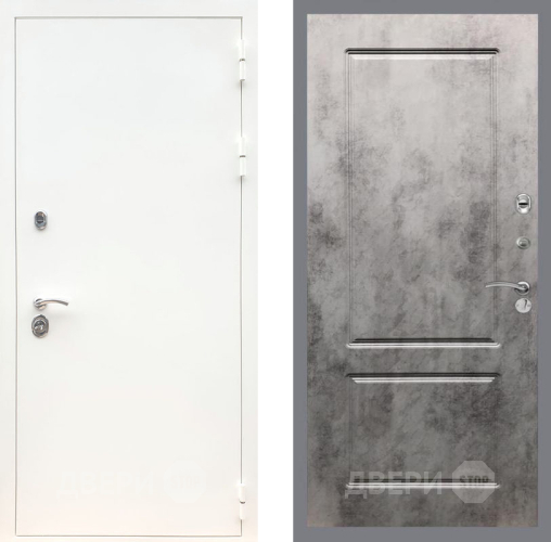 Входная металлическая Дверь Рекс (REX) 5 Белая Шагрень FL-117 Бетон темный в Дубне
