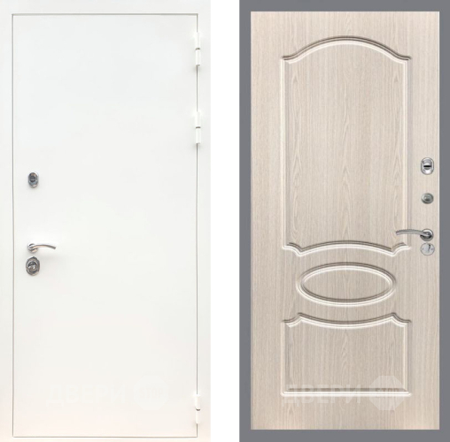 Входная металлическая Дверь Рекс (REX) 5 Белая Шагрень FL-128 Беленый дуб в Дубне