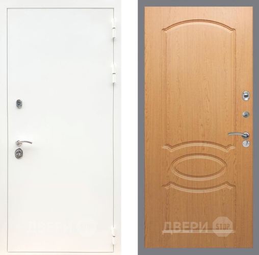 Входная металлическая Дверь Рекс (REX) 5 Белая Шагрень FL-128 Дуб в Дубне