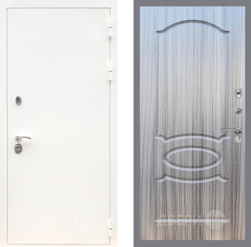 Входная металлическая Дверь Рекс (REX) 5 Белая Шагрень FL-128 Сандал грей в Дубне