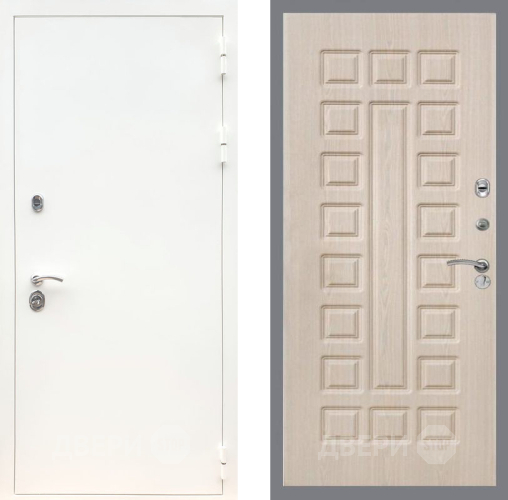 Входная металлическая Дверь Рекс (REX) 5 Белая Шагрень FL-183 Беленый дуб в Дубне